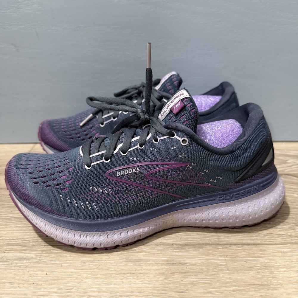 Brooks Womens Glycerin 19 Running Shoes Sneakers Purple Gray 8.5 1203431B572